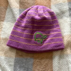 Norrona 6750 Thin Striped Beanie Hat Pumped Purple 100% Merino Wool One Size